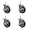 Service Caster 5'' Black Poly Swivel 7/16'' Grip Ring Stem Caster Set with Brake, 4PK SCC-GR20S514-PPUB-BLK-TLB-716138-4 - alternate 1